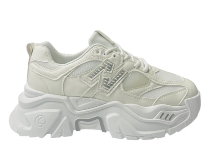 Faux Leather Chunky Sole Lace Up Trainers