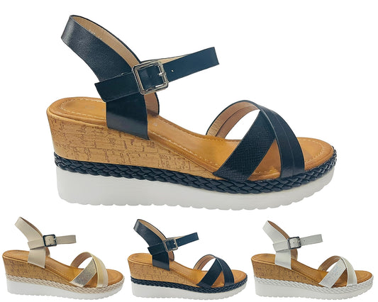 Women's Light Weight Wedge Heel Ankle Strap Sandals