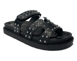 Faux Leather Flat Studded Sliders