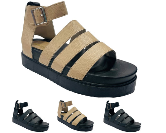 Faux Leather Chunky Sole Gladiator Sandals