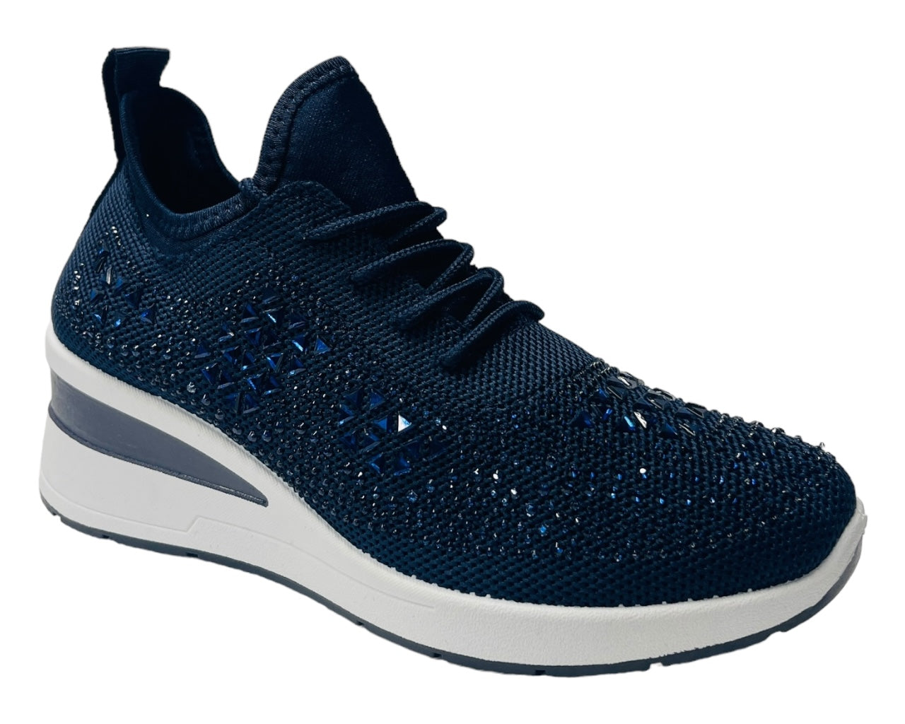 Casual Wedge Diamante Lace Up Trainers
