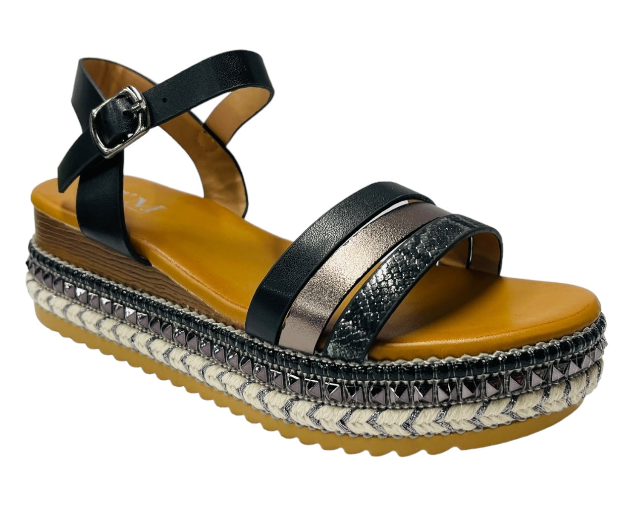 Ankle Strap Faux Leather Wedge Sandals