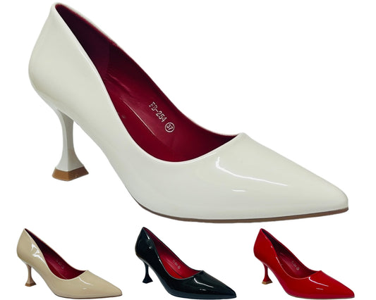 Patent Faux Leather Spool Heel Court Shoes