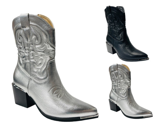 Western Cowboy Embroidered Ankle Boots