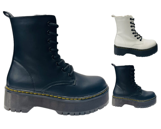 Platform Faux Leather Ankle Boots