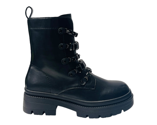 Faux Leather Pearl Zip Ankle Boots