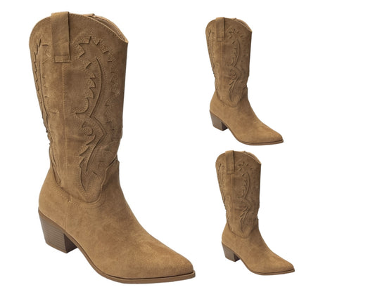 Western Embroidered Cowboy Calf Length Boots