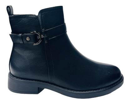 Flat Sole Faux Leather Ankle Boots