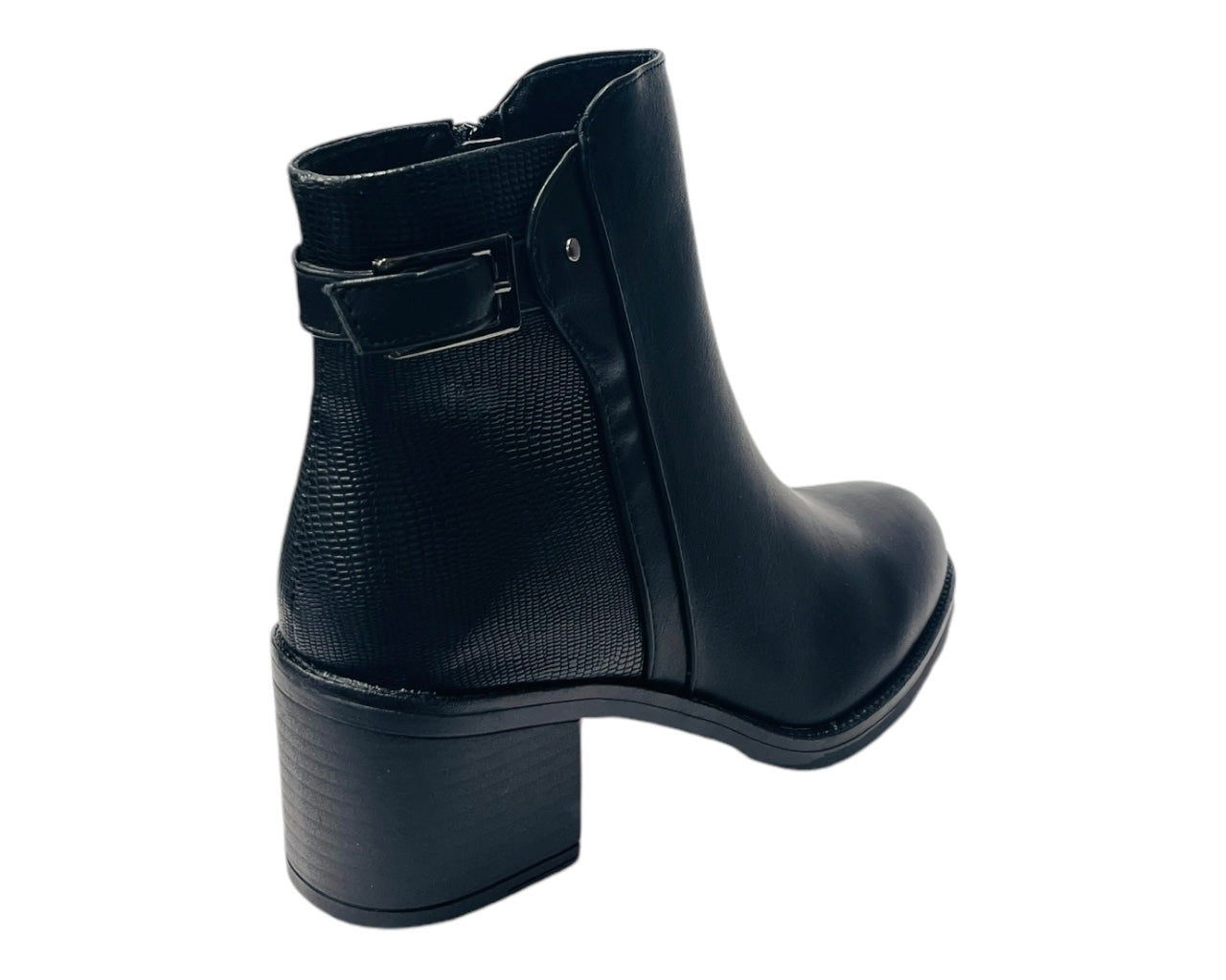 Block Heel Faux Leather Ankle Boots
