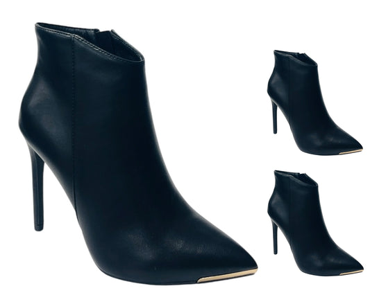 Faux Leather Stiletto Heel Ankle Boots