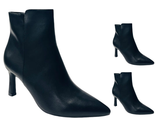 Faux Leather Stiletto Heel Zip Ankle Boots