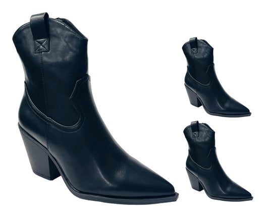 Western Cowboy Zip Ankle Boots
