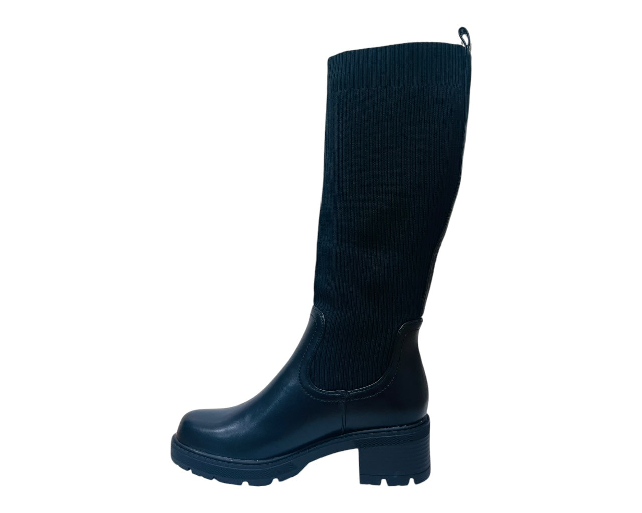 Faux Leather Knitted Knee High Boots