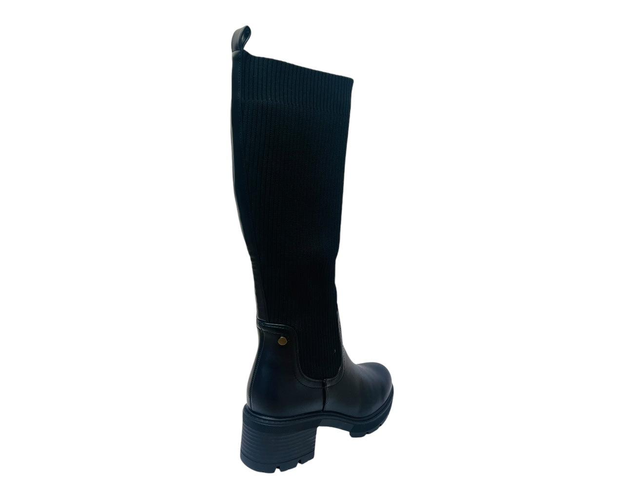 Faux Leather Knitted Knee High Boots