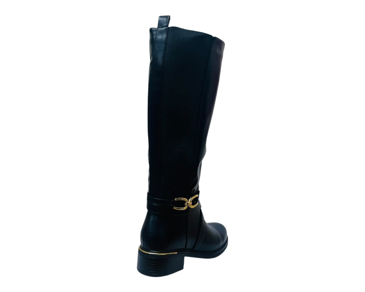 Faux Leather Full Zip Knee High Boots