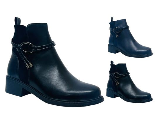 Faux Leather Zip Ankle Boots
