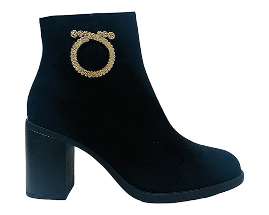 Block Heel Faux Suede Ankle Boots