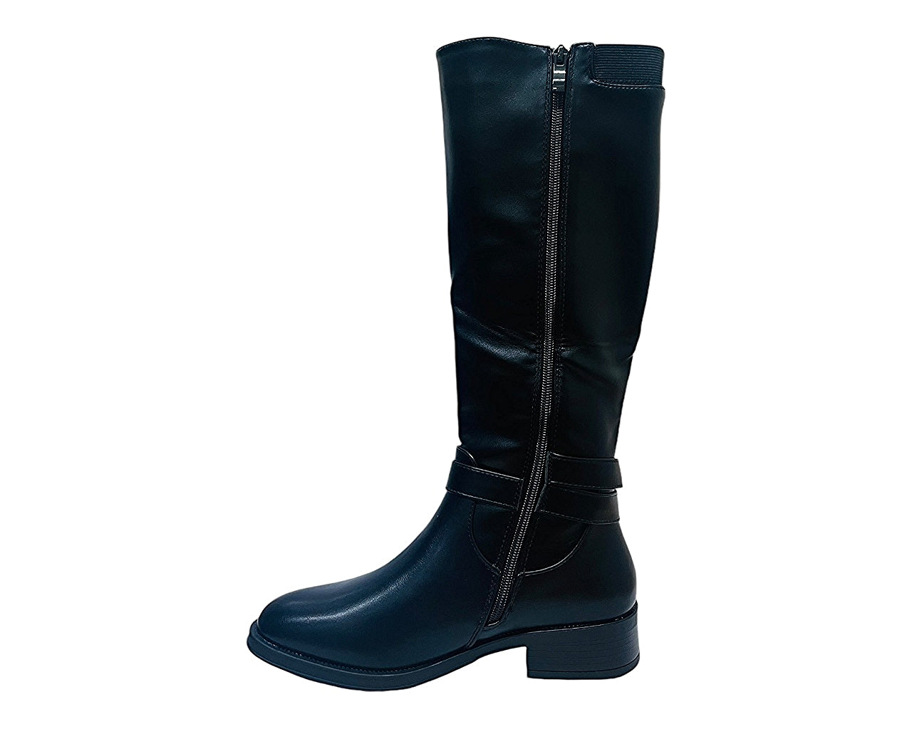 Full Zip Faux Leather Knee High Boots