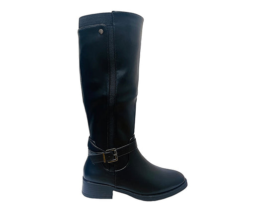 Full Zip Faux Leather Knee High Boots