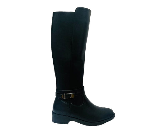 Knee High Full Zip Faux Leather Boots