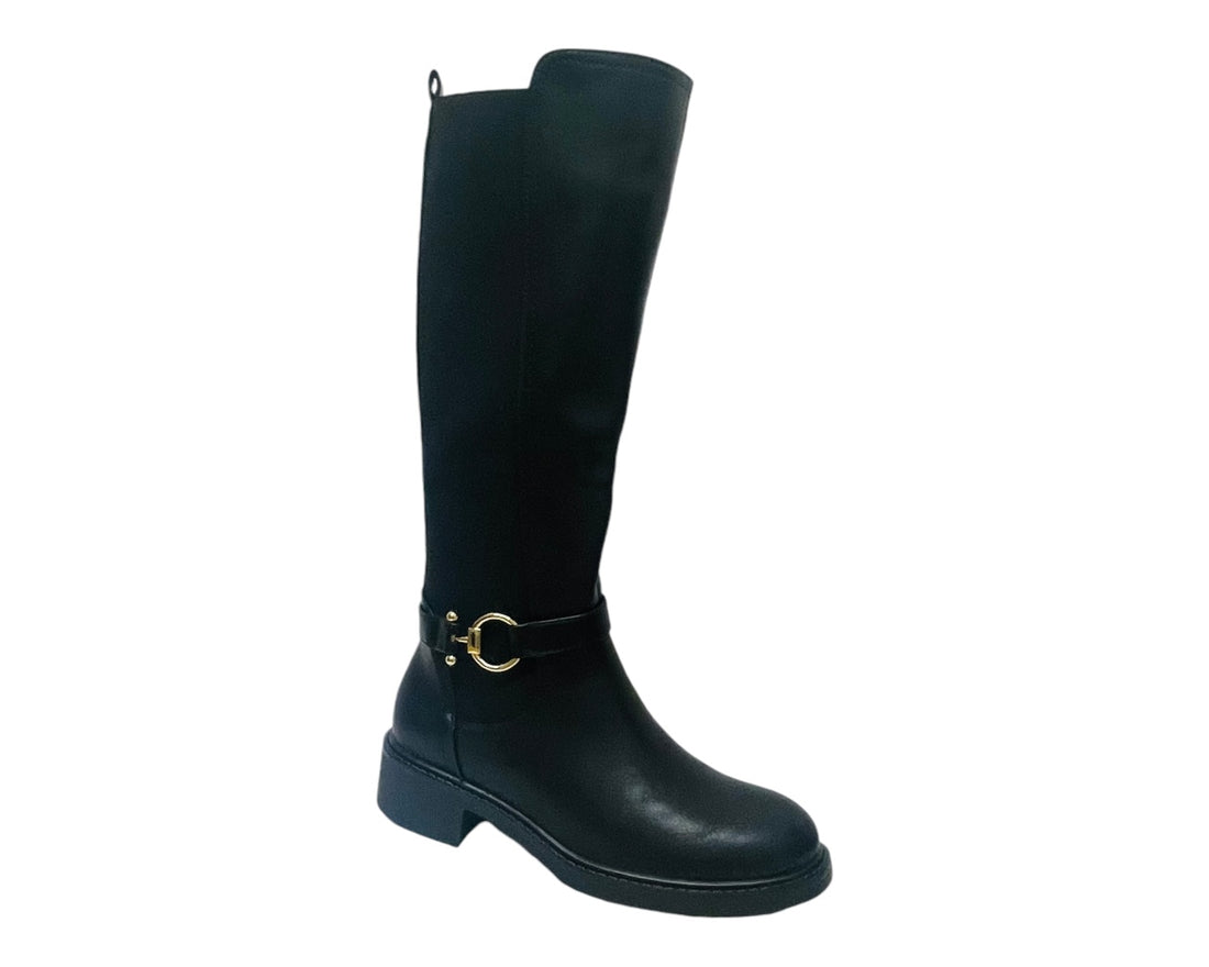 Full Zip Knee High Faux Leather Boots