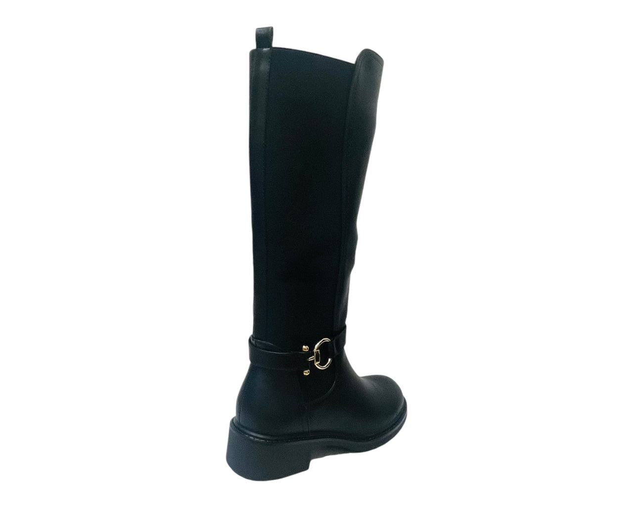 Faux Leather Full Zip Knee High Boots