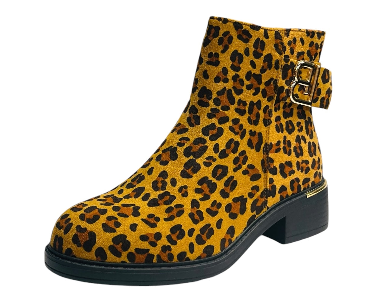 Leopard Print Faux Suede Ankle Boots