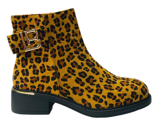 Leopard Print Faux Suede Ankle Boots