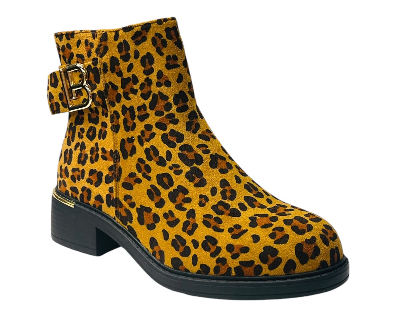 Leopard Print Faux Suede Ankle Boots