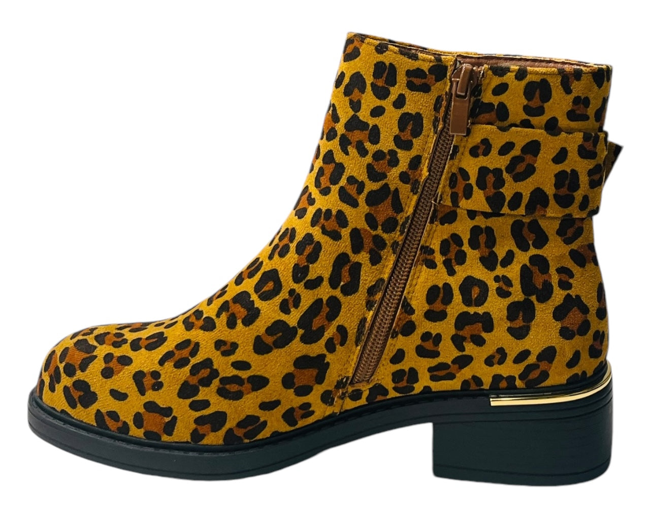 Leopard Print Faux Suede Ankle Boots