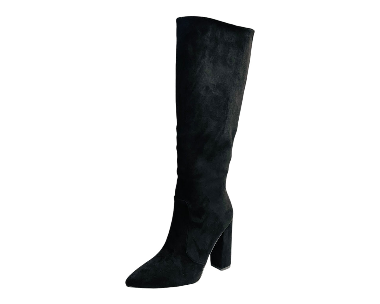 Faux Suede Block Heel Knee High Boots
