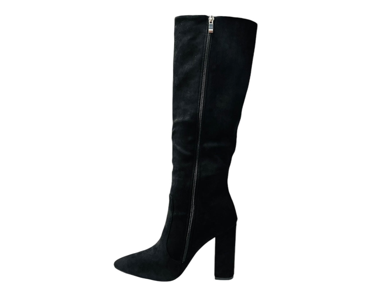 Faux Suede Block Heel Knee High Boots
