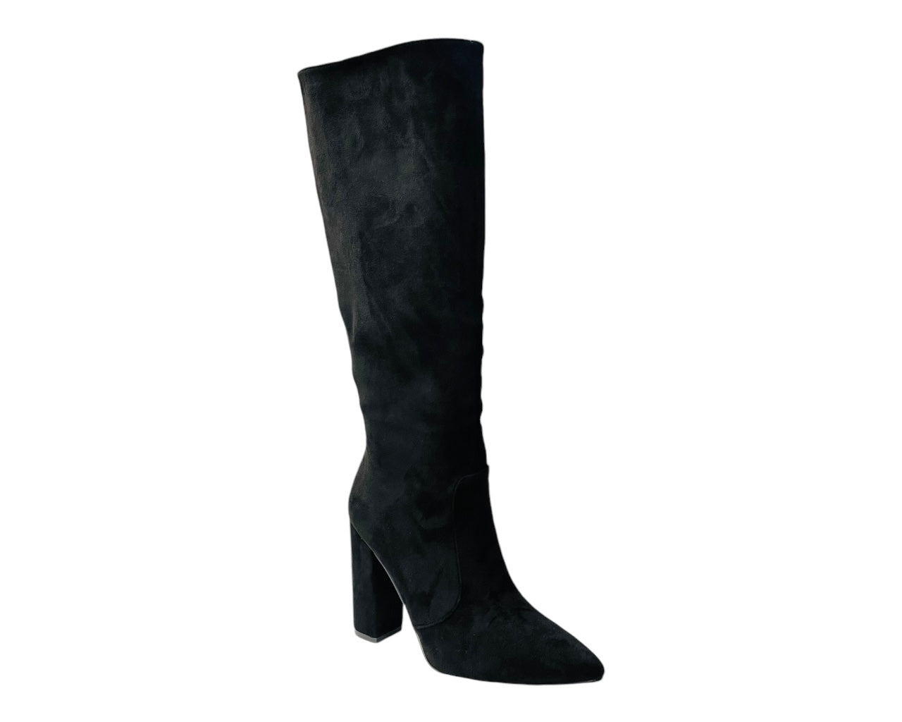 Faux Suede Block Heel Knee High Boots