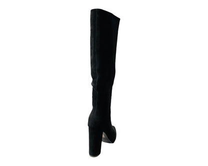 Faux Suede Block Heel Knee High Boots