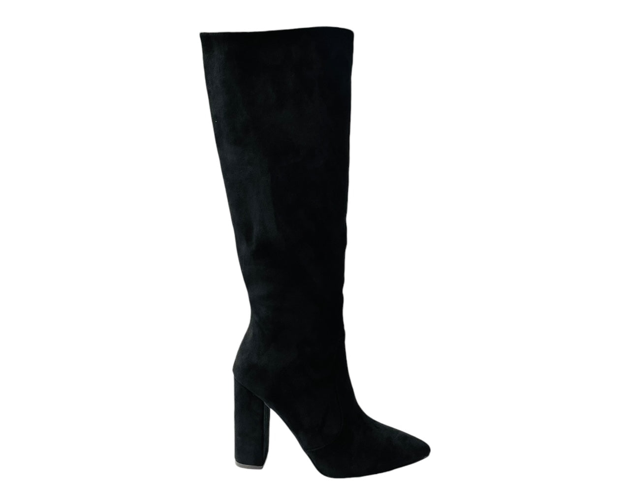 Faux Suede Block Heel Knee High Boots