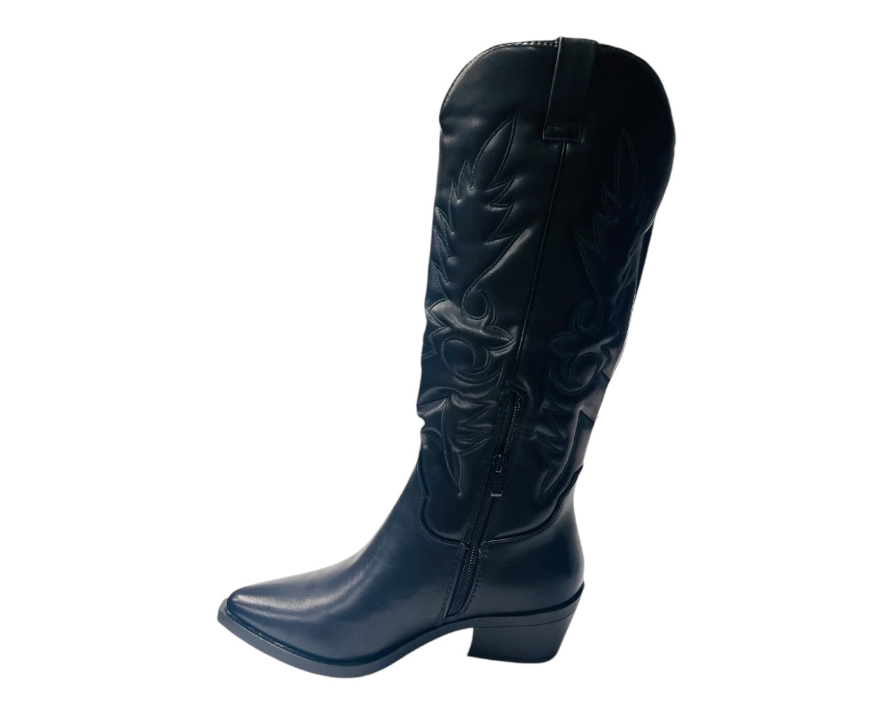 Faux Leather Embroidered Western Cowboy Boots