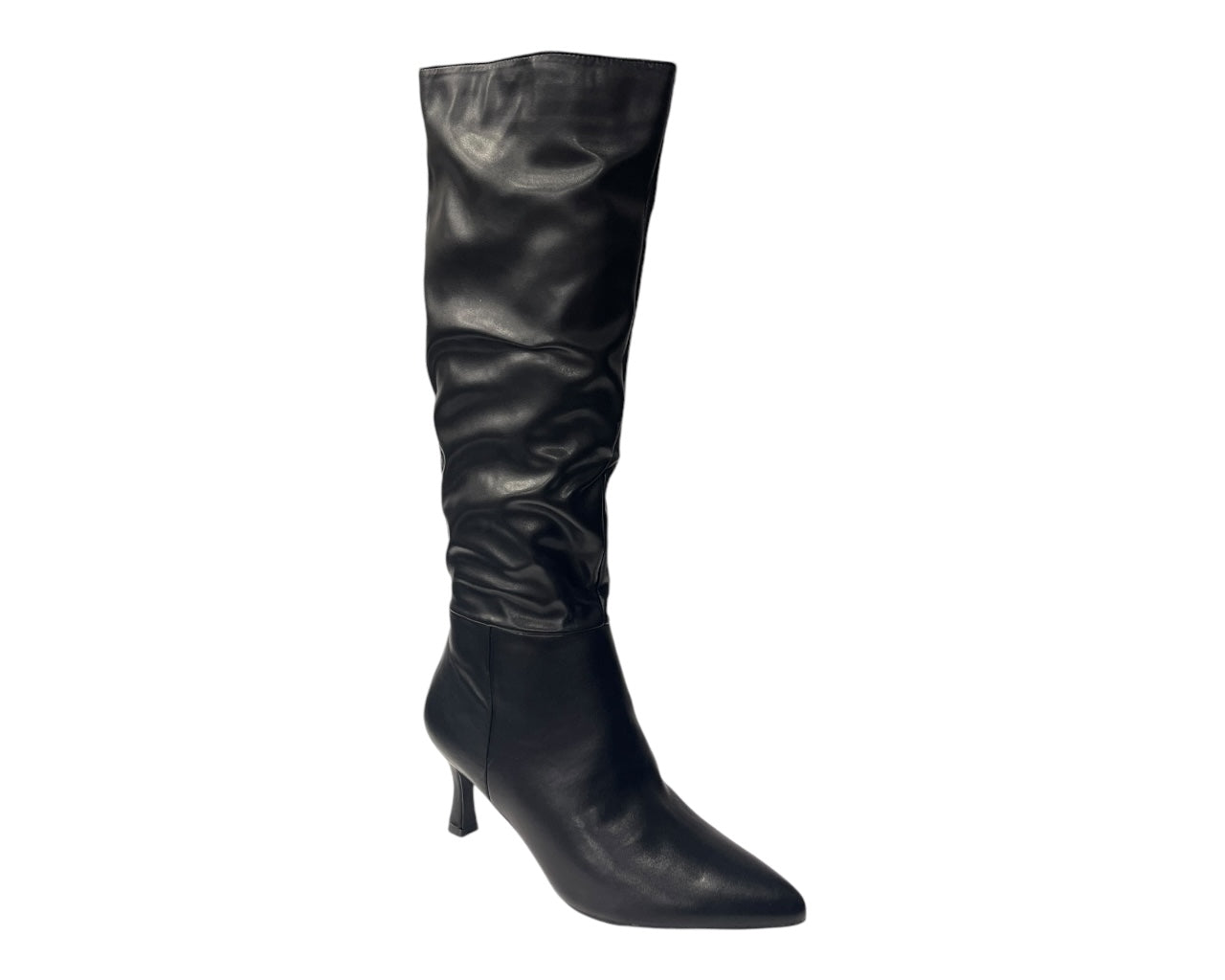 Faux Leather Knee High Zip Boots