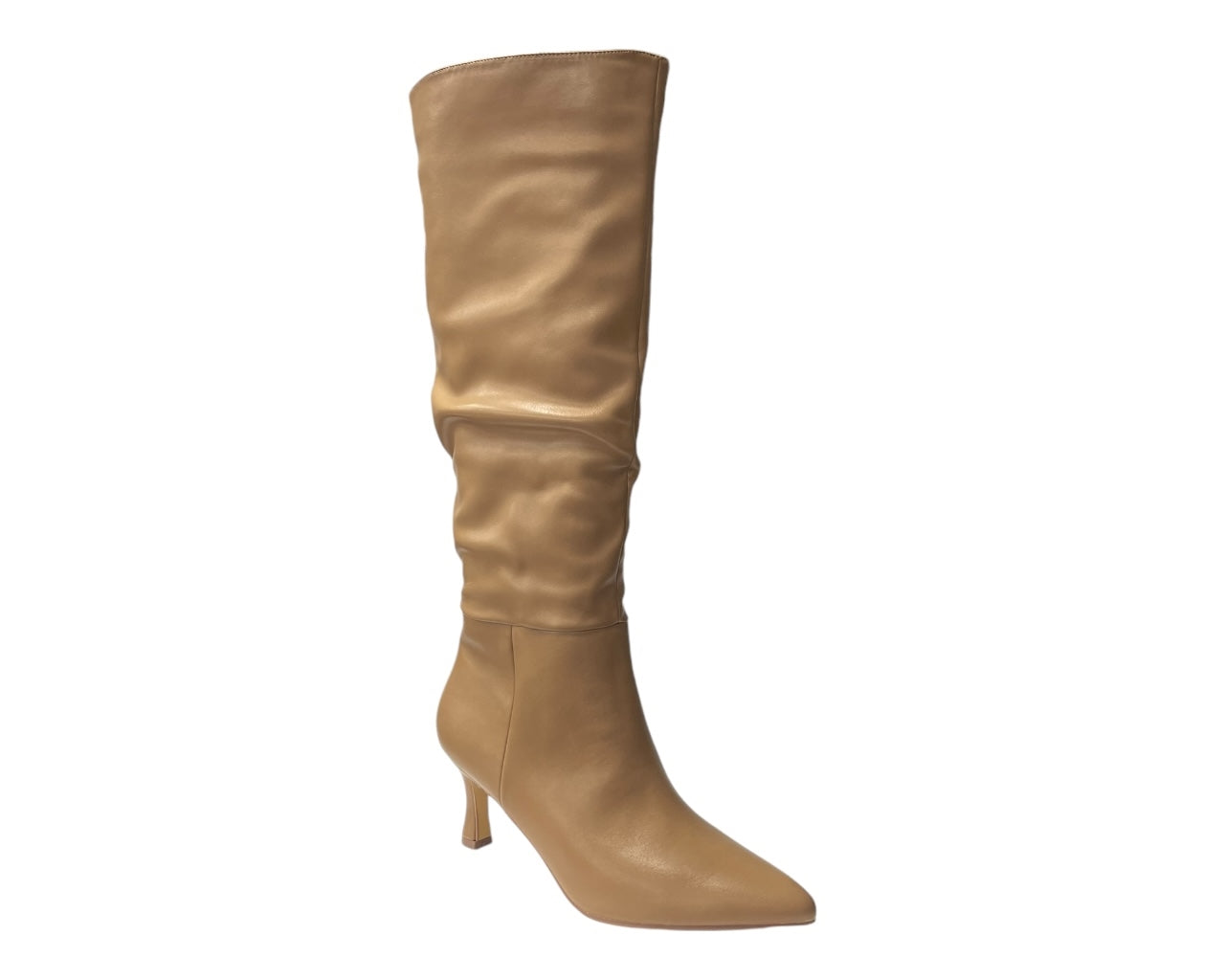 Faux Leather Knee High Zip Boots