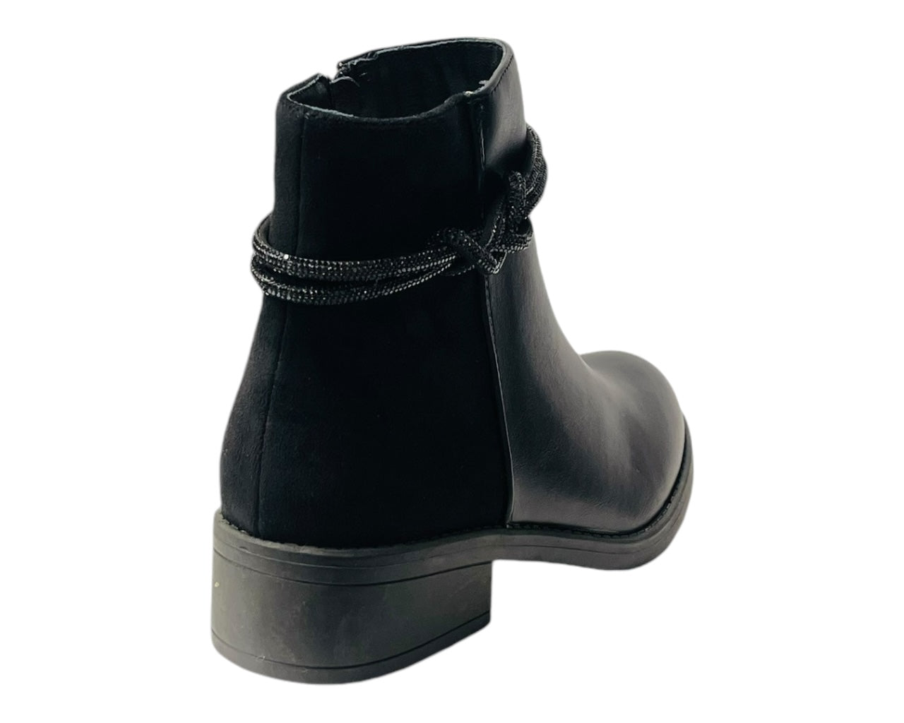 Rhinestone Faux Leather Ankle Boots