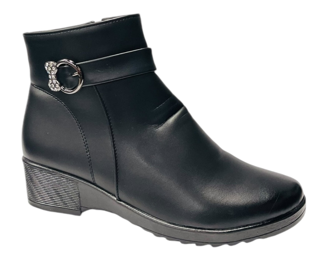Faux Leather Zip Ankle Boots