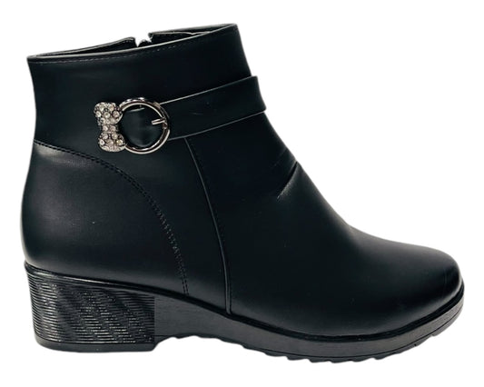 Faux Leather Zip Ankle Boots
