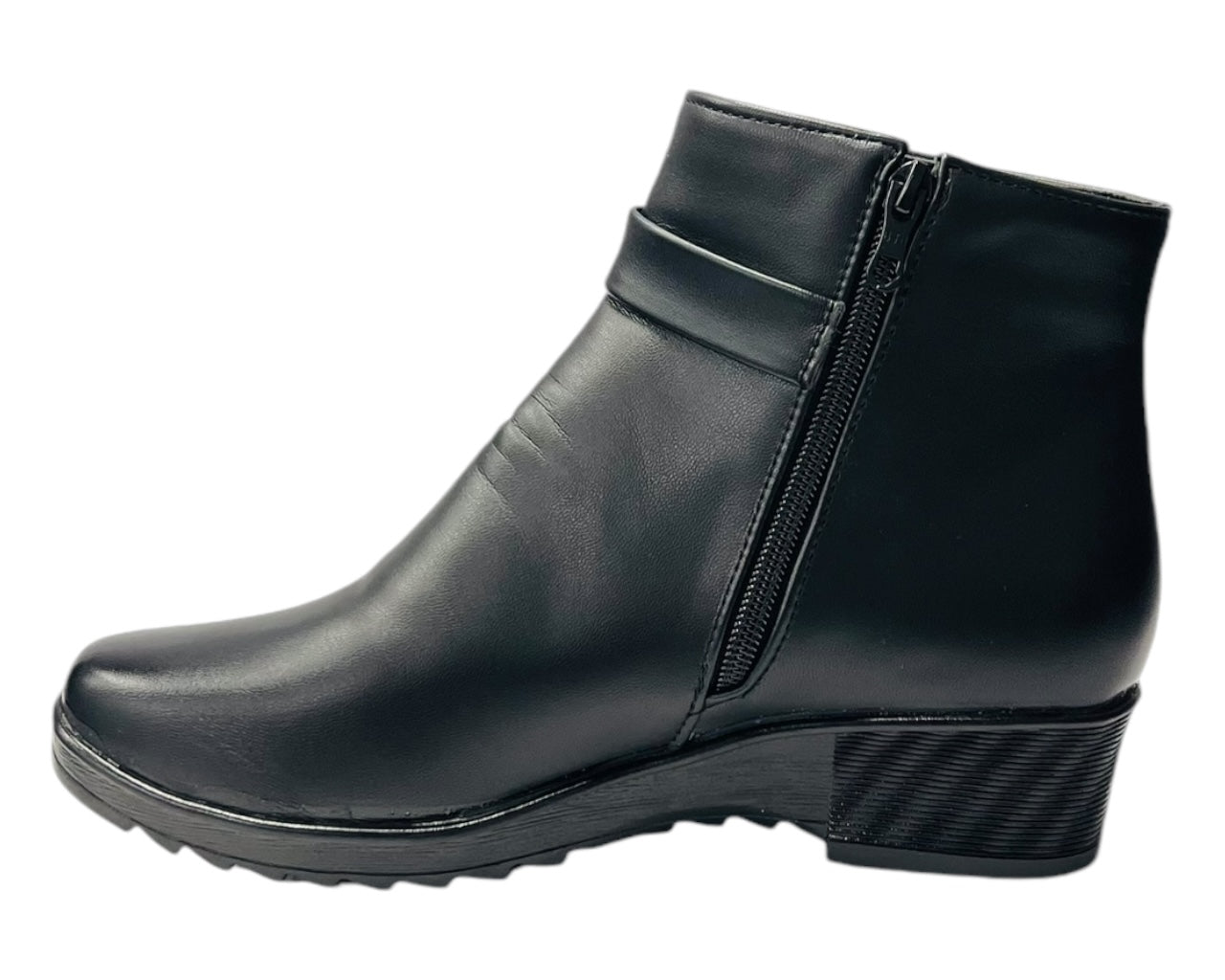 Faux Leather Zip Ankle Boots