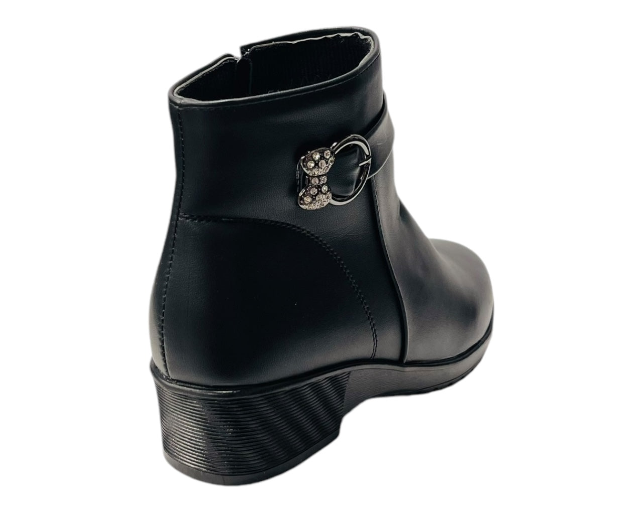 Faux Leather Zip Ankle Boots
