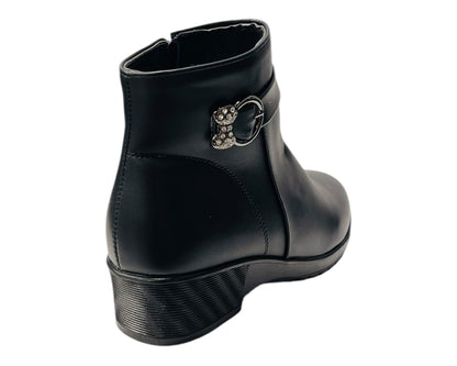 Faux Leather Zip Ankle Boots