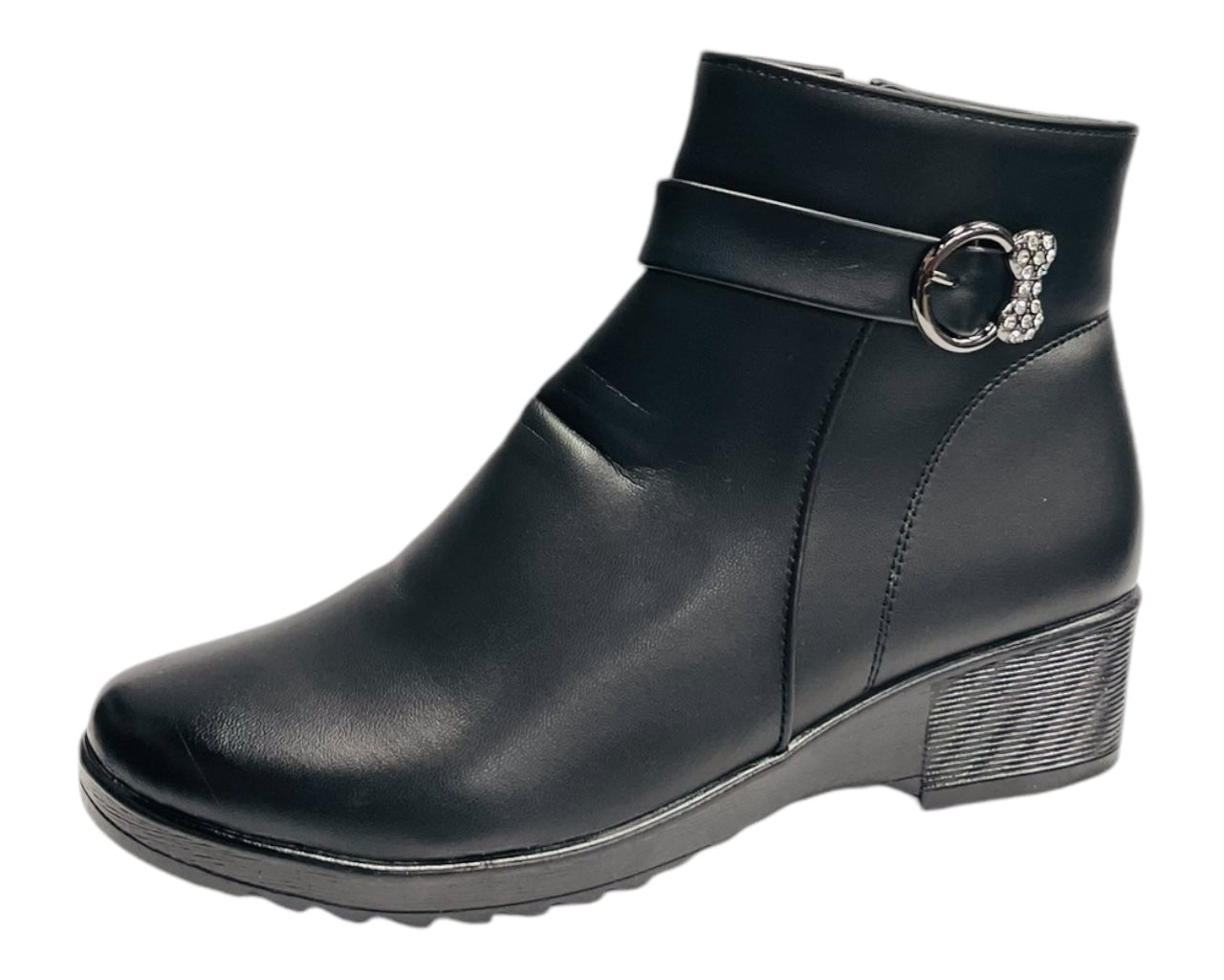 Faux Leather Zip Ankle Boots