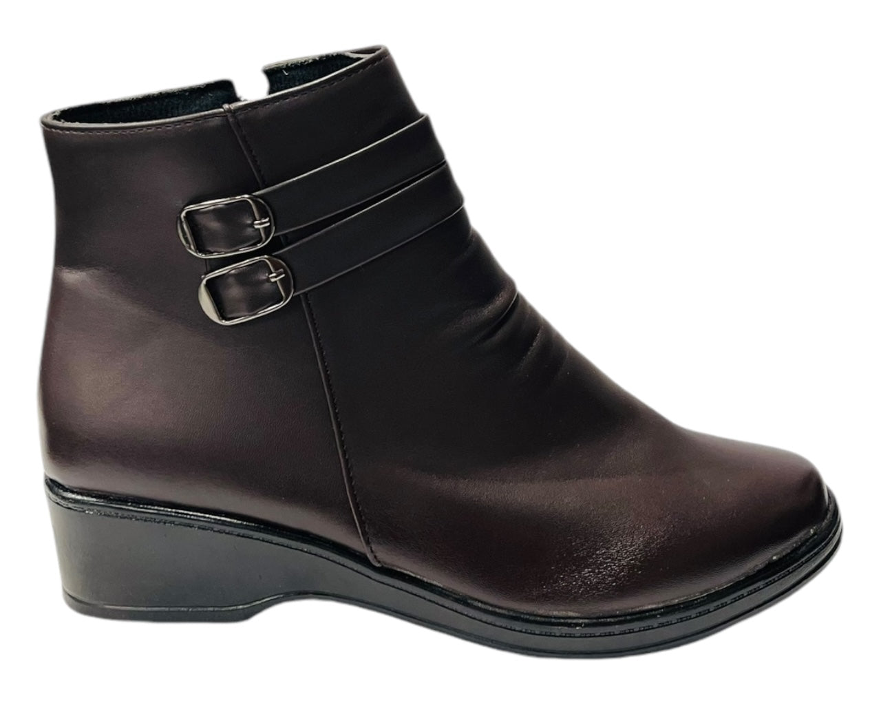 Faux Leather Zip Ankle Boots
