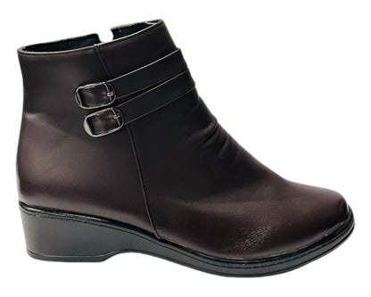 Faux Leather Zip Ankle Boots
