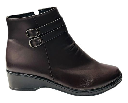 Faux Leather Zip Ankle Boots