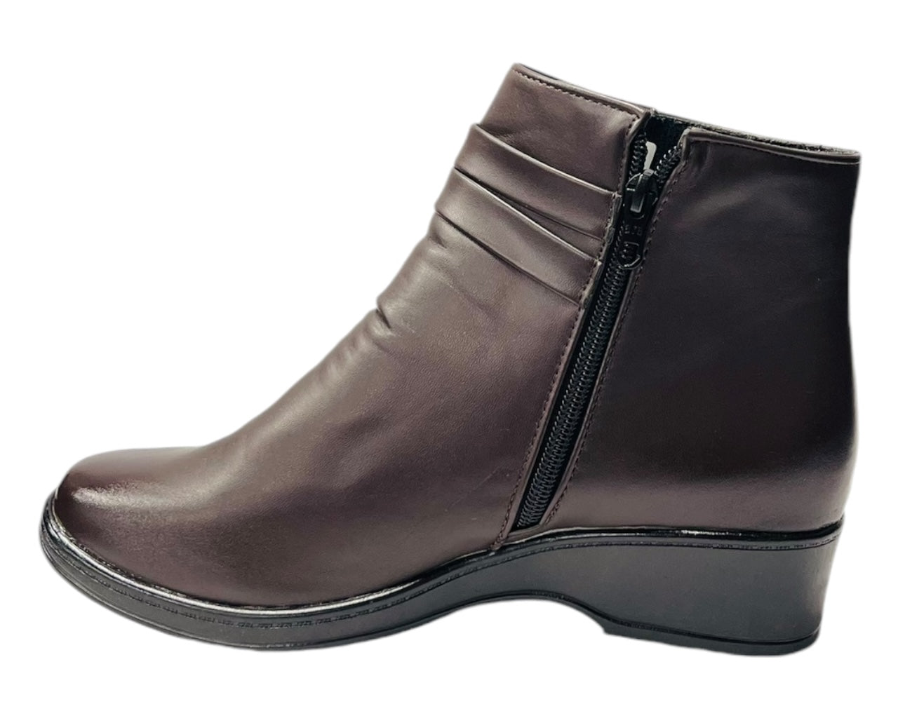 Faux Leather Zip Ankle Boots