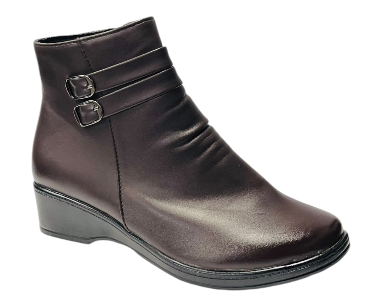 Faux Leather Zip Ankle Boots